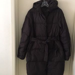 Brand new J. Crew black long down puffer coat